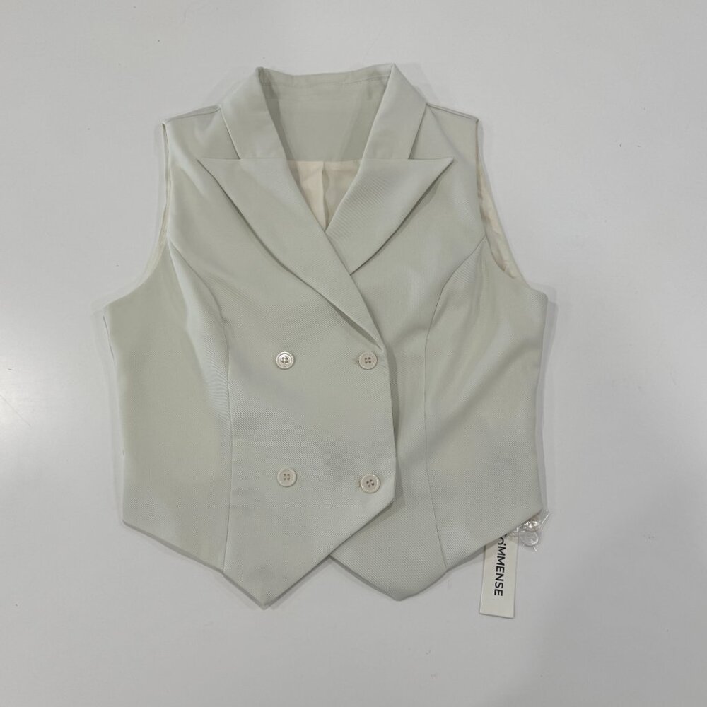 Commense Suit Waistcoat With Pleated Mini Skirt Set White NWT, Size M - Picture 6 of 16